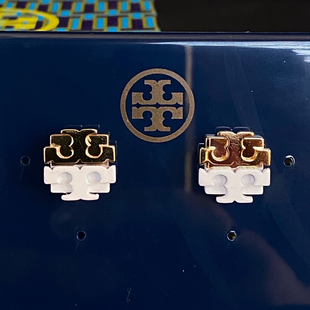 Tory Burch Dipped Logo Stud Earrings